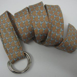 J Crew SILK D Ring Belt Flying Ducks Pattern